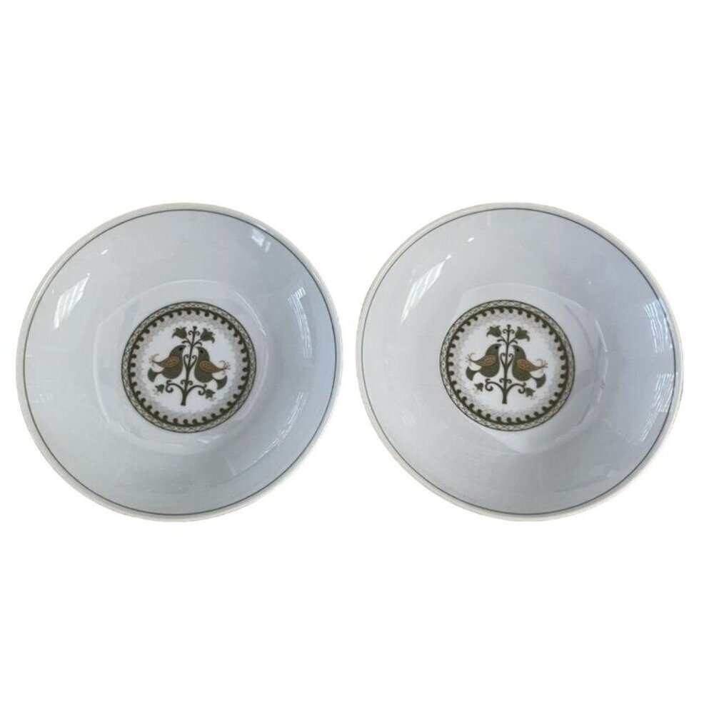 Noritake Japan China Bowls Set of 2 Hermitage Pattern 626 Two Bird Design MCM - Picture 2 of 7